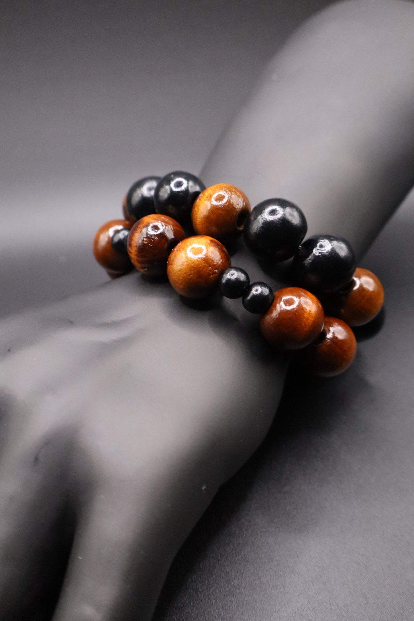 Stacked With Purpose – Black & Brown Wooden Bracelet
