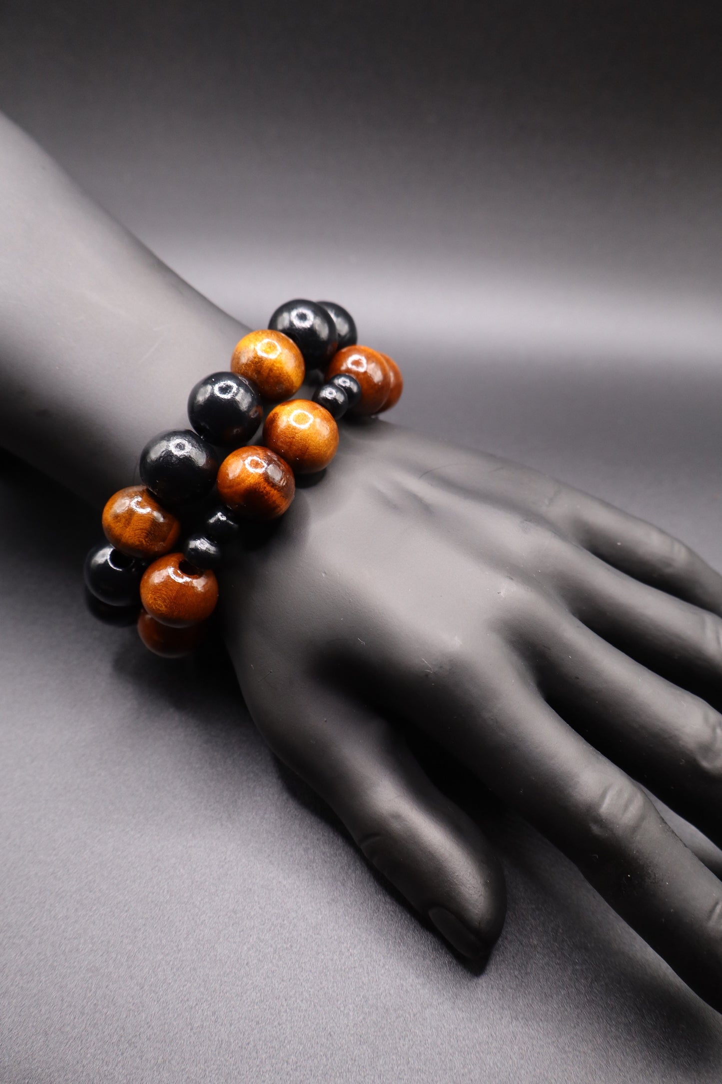 Stacked With Purpose – Black & Brown Wooden Bracelet