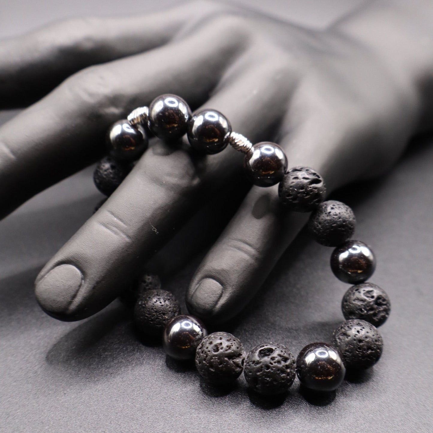 Hematite & Lava Bead Bracelet