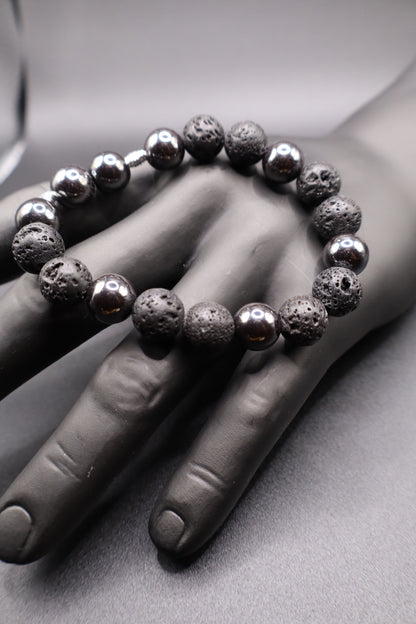 Hematite & Lava Bead Bracelet