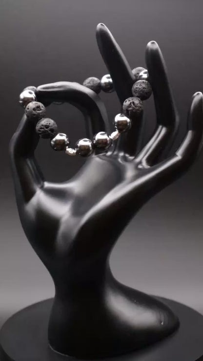 Hematite & Lava Bead Bracelet