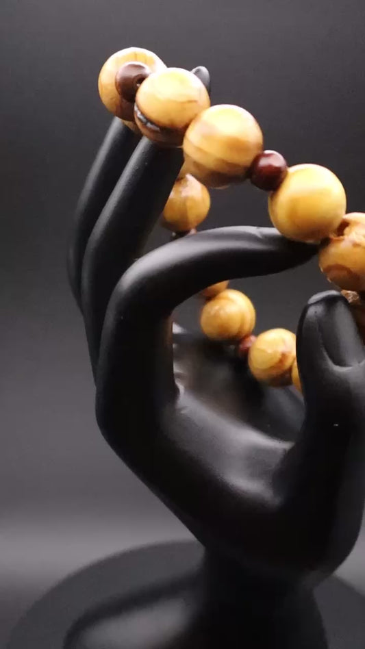 Golden Earth African Wood Beaded Bracelet